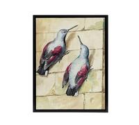 Artery8 Two Wallcreepers Watercolour Painting Schouman Framed Canvas Wall Art in Beige | Size: W18" x H24" Artery8 Beige W18" x H24"