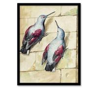 Artery8 Two Wallcreepers Watercolour Painting Schouman Framed Wall Art Print in Beige | Size: W12" x H16" Artery8 Beige W12" x H16"