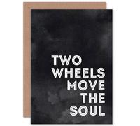 Artery8 Two Wheels Move The Soul Cycling Greetings Card in Black Artery8 Black