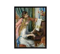 Artery8 Two Young Girls at the Piano Renoir Black Framed Canvas Wall Art | Size: W24" x H32" Artery8 Multicolor W24" x H32"
