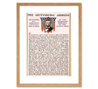 Artery8 Typography Print The Gettysburg Address of Abraham Lincoln USA President Speech Framed Wall Art Print Picture 12X16 inch in Light Oak Artery8 Light Oak