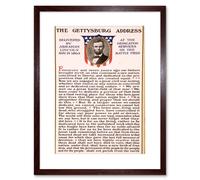 Artery8 Typography Print The Gettysburg Address of Abraham Lincoln USA President Speech Framed Wall Art Print Picture 12X16 inch in Brown Artery8 Brown