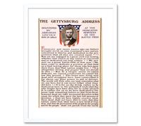 Artery8 Typography Print The Gettysburg Address of Abraham Lincoln USA President Speech Framed Wall Art Print Picture 12X16 inch in White Artery8 White