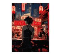 Artery8 Ukiyo Cyberpunk Jazz Bar Film Noir Neon Anime Artwork Painting Unframed Wall Art Print Poster Home Decor Premium