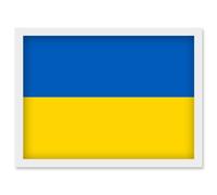 Artery8 Ukraine National Flag Vexillology World Flags Country Region Poster Artwork Framed Wall Art Print A4 in White Artery8 White