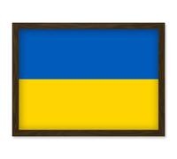 Artery8 Ukraine National Flag Vexillology World Flags Country Region Poster Artwork Framed Wall Art Print A4 in Brown Artery8 Brown