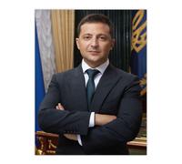 Artery8 Ukraine President Volodymyr Zelensky Official Portrait Wall Art Print in Dark Blue | Size: W18" x H24" Artery8 Dark Blue W18" x H24"