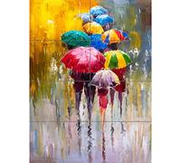 Artery8 Umbrellas In The Rain Painting XL Giant Panel Poster (8 Sections)