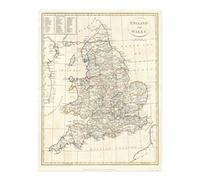 Artery8 Unframed Wall Art 1799 Clement Cruttwell Map England Vintage - 12X16 Inch