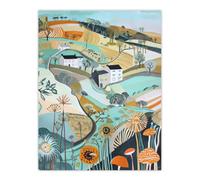 Artery8 Unframed Wall Art Aberdaron Rural Wales Landscape Wildflowers Hills - 12X16 Inch
