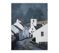 Artery8 Unframed Wall Art Aberdaron Village Painting Wales Timeless - 12X16 Inch