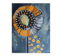 Artery8 Abstract Dandelion Orange Blue Floral Folk Art Wall Art Print | Size: W12" x H16" Artery8 Blue W12" x H16"