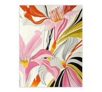 Artery8 Unframed Wall Art Abstract Lily Flowers Pink Orange Yellow Design - 12X16 Inch
