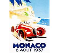 Artery8 Unframed Wall Art Advert Racing Car Monaco 1937 Grand Prix - 12X16 Inch