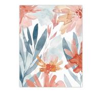 Artery8 Aster Flower Garden Watercolour Pastels Boho Wall Art Print | Size: W12" x H16" Artery8 Multicolor W12" x H16"