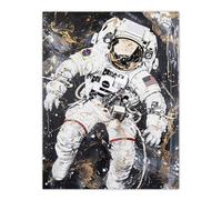 Artery8 Unframed Wall Art Astronaut Space Walk Black Gold Grunge Design - 12X16 Inch