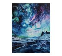 Artery8 Aurora Australis Antarctica Liquid Paint Landscape Wall Art Print in Blue | Size: W12" x H16" Artery8 Blue W12" x H16"