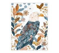 Artery8 Unframed Wall Art Bald Eagle On Autumn Tree Watercolour Folk - 12X16 Inch