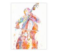 Artery8 Unframed Wall Art Cellist Colourful Modern Watercolour Cello Music - 12X16 Inch