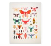 Artery8 Unframed Wall Art Colourful Insects And Bugs Bright Picture - 12X16 Inch