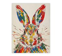 Artery8 Unframed Wall Art Colourful Rabbit Portrait Bright Fun Cute Spring - 12X16 Inch