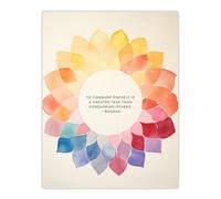 Artery8 Conquer Oneself Buddhist Mindfulness Quote Watercolour Mandala Buddha Meditation Enlightenment Vihara Unframed Wall Art Print Poster Home Decor Premium