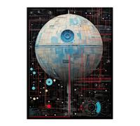 Artery8 Unframed Wall Art Dark Side Engineering Death Star Schematic Diagram Science Fiction Technology Design - 12X16 Inch