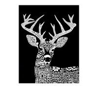 Artery8 Unframed Wall Art Deer Black White Tribal Pattern Stag Design - 12X16 Inch