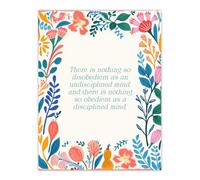 Artery8 Wall Art Print Disciplined Mind Buddhist Mindfulness Quote Floral Buddha Poster | Size: W12" x H16" Artery8 Multicolor W12" x H16"