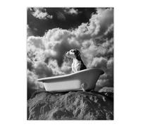 Artery8 Unframed Wall Art Dog Lover Beagle Bathtub Black White Atmospheric - 12X16 Inch