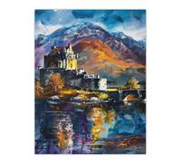 Artery8 Unframed Wall Art Eilean Donan Castle Painting Skye Scotland - 12X16 Inch