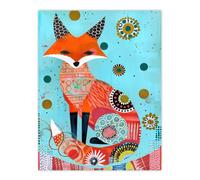 Artery8 Unframed Wall Art Fox Folk Art Portrait Colourful Pattern Design - 12X16 Inch