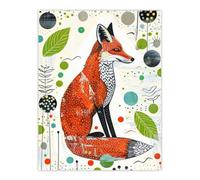 Artery8 Unframed Wall Art Fox Folk Art Simple Bright Abstract Design - 12X16 Inch