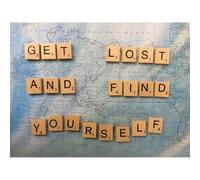 Artery8 Unframed Wall Art Get Lost Find Yourself Travel Scrabble - 12X16 Inch