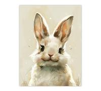 Artery8 Unframed Wall Art Happy Smiling Bunny Rabbit Cute Animal Portrait - 12X16 Inch