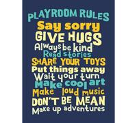 Artery8 Unframed Wall Art Kids Playroom Rules Blue - 12X16 Inch