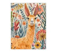 Artery8 Lady Llama with Colourful Flowers Watercolour Wall Art Print | Size: W12" x H16" Artery8 Multicolor W12" x H16"