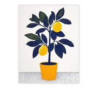 Artery8 Unframed Wall Art Lemon Tree Plant Lover Yellow Blue Bright Simple - 12X16 Inch