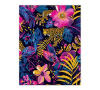 Artery8 Unframed Wall Art Leopard Floral Pattern Trippy Psychedelic Design - 12X16 Inch