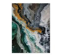 Artery8 Liquid Paint Emerald Gold Grey Abstract Painting Wall Art Print | Size: W12" x H16" Artery8 Grey W12" x H16"