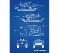 Artery8 Unframed Wall Art M1 Abrams American Main Battle Tank Blueprint Plan - 12X16 Inch