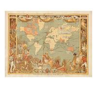 Artery8 Unframed Wall Art Maps British Empire 1886 Imperial Illustrated People World - 12X16 Inch