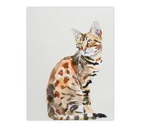 Artery8 Marble Coat Bengal Cat Lover Bright Watercolour Wall Art Print in Brown | Size: W12" x H16" Artery8 Brown W12" x H16"