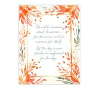 Artery8 Unframed Wall Art Matthew 6:34 Live In The Moment Jesus Bible Quote Orange - 12X16 Inch