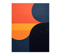 Artery8 Midnight Blue & Pumpkin Abstract Risograph Black Orange Red Coral Bold Vibrant Painting Artwork Unframed Wall Art Print Poster Home Decor Artery8 Multicolor W12" x H16"