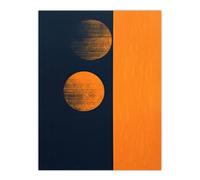 Artery8 Unframed Wall Art Midnight Blue And Pumpkin Minimalist Abstract Risograph Screen Full Moon Phases - 12X16 Inch