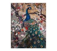 Artery8 Unframed Wall Art Mosaic Peacock In Flowers Tree Detailed Artwork - 12X16 Inch