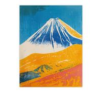 Artery8 Unframed Wall Art Mount Fuji Japan Orange Blue Volcano - 12X16 Inch