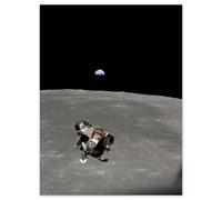Artery8 Unframed Wall Art Nasa Apollo 11 Mission Image View Of Moon Limb Lunar Module Ascent Earth Photo - 12X16 Inch