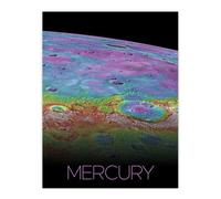 Artery8 Unframed Wall Art Nasa Explore Mercury Messenger Spacecraft Space Planet Hokusai Crater Rainbow Thermal - 12X16 Inch